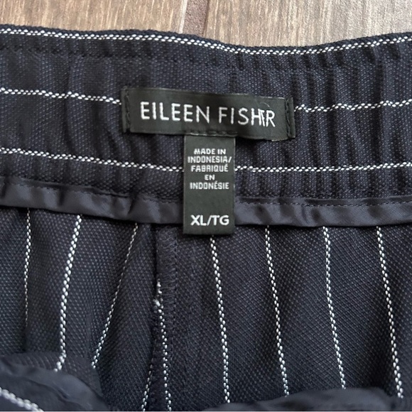 Eileen Fisher Pinstriped Pull On Wide Leg Crop Pants in Navy Blue Sz XL - Picture 7 of 8